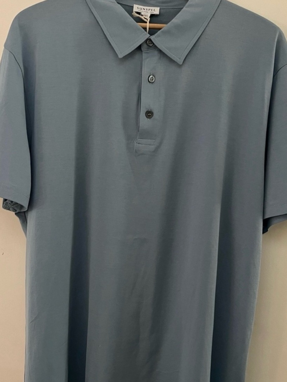 Sunspel Dusty Blue Short-Sleeve Polo